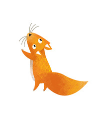 cartoon scene with funny squirrel on white background - illustration for children