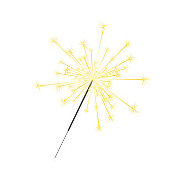 Bengal or indian light sparkler, Bright sparks , Bengal fire firework isolated . Salute element for celebration of holidays and parties, weddings and birthdays.