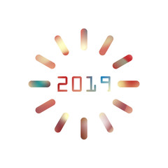 Happy new 2019 year. Greetings card. Colorful design. Vector illustration.