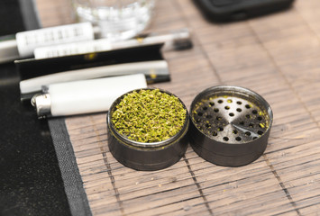 Steel Cannabis Grinder with Ground Flower