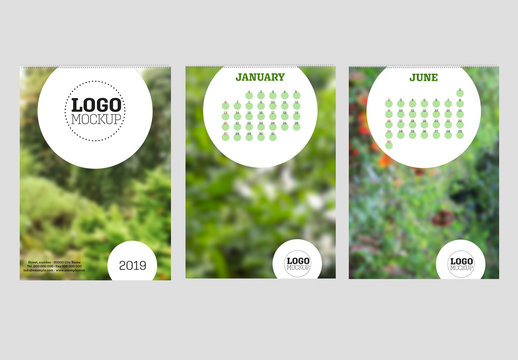Vertical Wall Calendar Layout with Floral Images