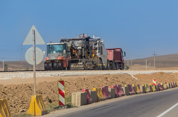 Construction equipment on the construction of  highway