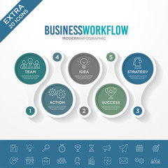 set of business infographic template with modern circle style and minimalist presentation concept, vector design eps 10