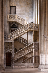Interior of a Rouen Cathedral. Staircase to the library. Rouen France