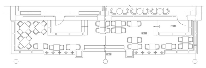 Standard cafe furniture symbols on floor plans