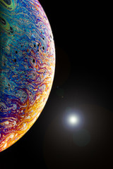 Macrophotograph of a colorful soap bubble