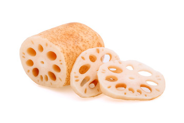 Lotus root on white background