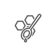 Honeycombs and spoon line icon combination. Symbol and sign illustration design. Isolated on white background
