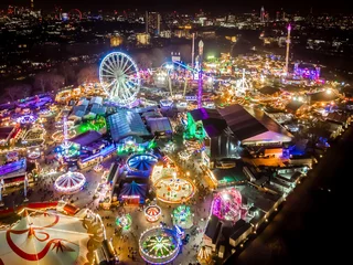 Foto op Aluminium Aerial view of Christmas funfair in Hyde park, London © Alexey Fedorenko