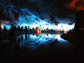 Guilin,China-December 30, 2018: The Reed Flute Cave or the Palace of Natural Arts is a landmark and tourist attraction in Guilin, Guangxi, China © khunta