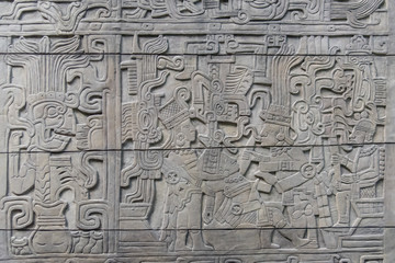 retablo maya de piedra de la cultura antigua mexicana - obrazy, fototapety, plakaty