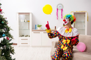 Funny clown in Christmas celebration concept 