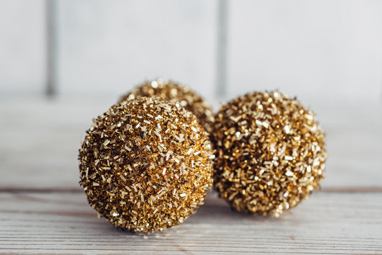 Group of three sparkly Christmas decorations