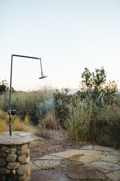 outdoor shower in the desert