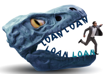 Businessman in the jaws of debt and loan