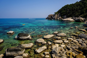 Sea landscape with a sunset and the cloudy sky at koh Nang Yuan in Suratthani province Thailand