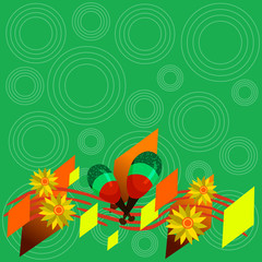 Design business concept Empty copy text for Web banners promotional material mock up template. Colorful Instrument Maracas Handmade Flowers and Curved Musical Staff