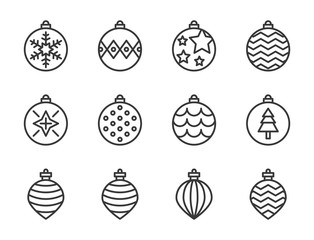 Fototapeta premium christmas ball, bauble icon set, suitable for use as material