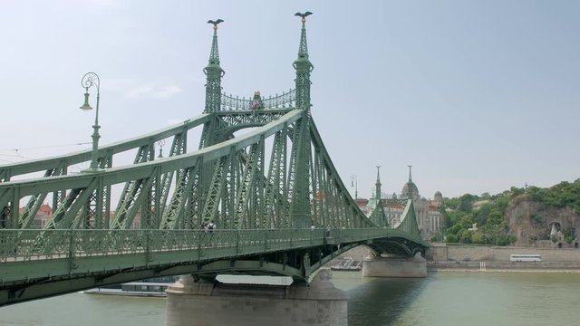 view on Liberty Bridge in Budapest in summer day