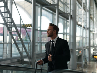 Pensive businessman in airport