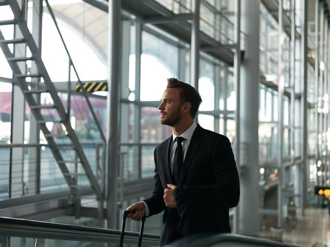 Pensive businessman in airport