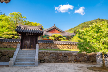 Landscape of Hwaeomsa Temple, An ancient Korean Buddhist temple in Jirisan National Park.