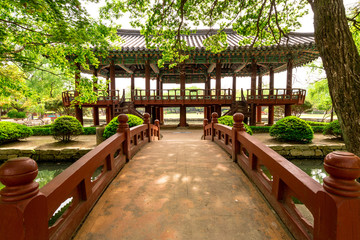 Wanwoljeong pavilion at the Gwanghanlluwon in Namwon-si, Republic of korea.
