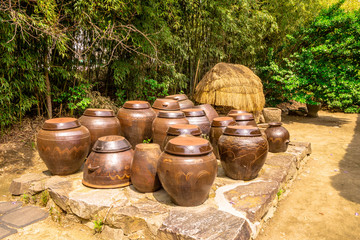 Fototapeta premium Korean traditional Jangdokdae is a container for seasoning