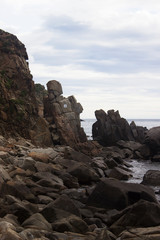 Landscape of rock boulder on ocean sea