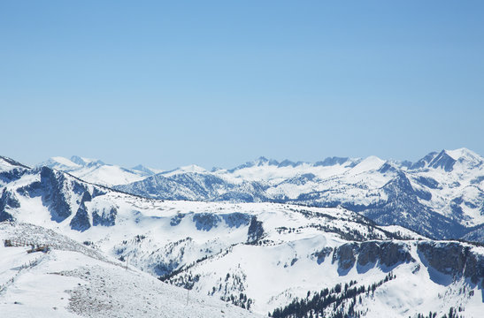 Mountains and ski slopes of Mammoth, California 