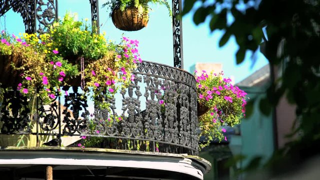 View of the French Quarter an ornate fashionable architectural part of Downtown New Orleans famous for tourists Louisiana USA