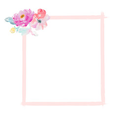 Watercolor Flower Frame Background