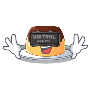 Virtual Reality Caramel Chocolate Pudding On Cartoon Funny