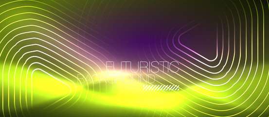 Color shiny neon lights background with abstract lines
