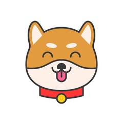 shiba inu emoticon vector, filled outline design