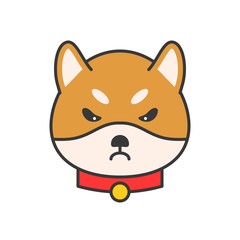shiba inu emoticon vector, filled outline design