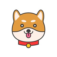 Fototapeta premium shiba inu emoticon vector, filled outline design