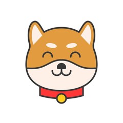 shiba inu emoticon vector, filled outline design