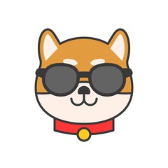 shiba inu emoticon vector, filled outline design