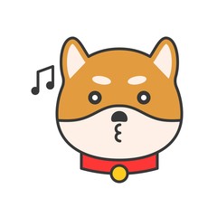 shiba inu emoticon vector, filled outline design