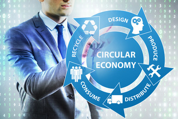 Concept of circular economy with businessman