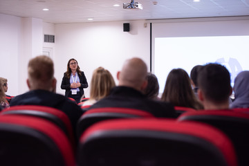 Fototapeta premium businesswoman giving presentations at conference room