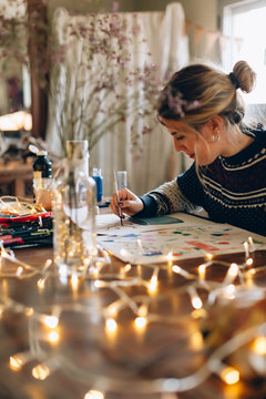 Preparing and drawing christmas decoration