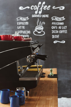 Cafeteria with modern coffeemaker