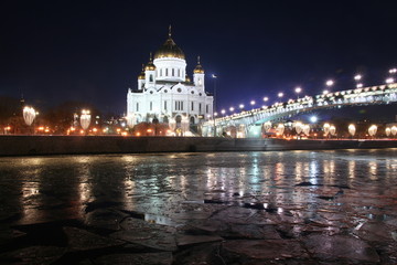 Obraz premium Cathedral of Christ the Saviour at night