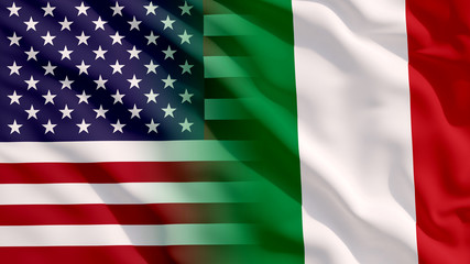 Waving USA and Italy Flags