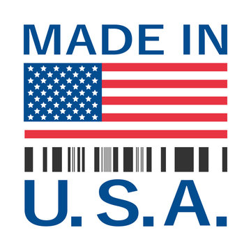 made in Usa logo with bar code, logo fatto in America con codice a barre
