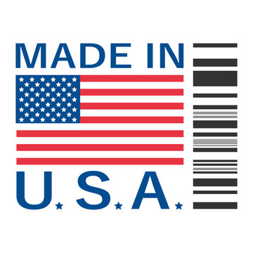 made in Usa logo with bar code, logo fatto in America con codice a barre
