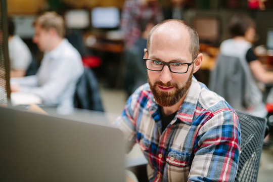 Various happenings at a technology company office