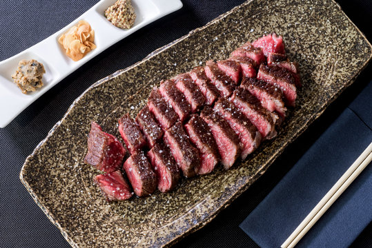 Wagyu steak with cooking salt